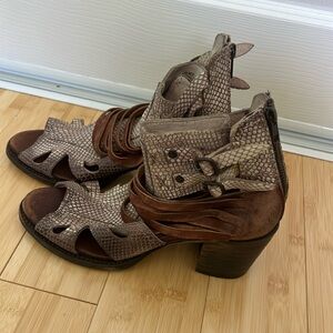 Freebird by Steven 'Nest' Style Leather Western Boho Peep Toe Ankle Booties